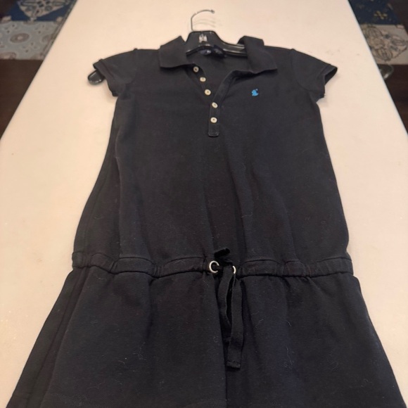 GIRLS POLO RALPH LAUREN DRESS Sz 7 BLACK COTTON BLUE HORSE BUTTON FRONT - Picture 7 of 9